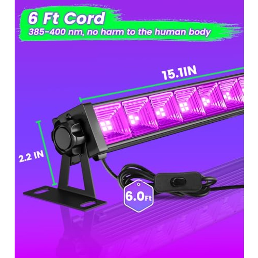 4W 팩 LED 블랙 라이트 바, 풋 케이블+스위치+플 - Light Switch 리뷰 및 가격