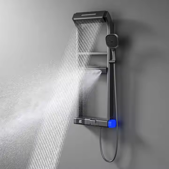 구리 레인폴 샤워 헤드 세트 디지털 디스플레이 LED  - Faucet 리뷰 및 가격